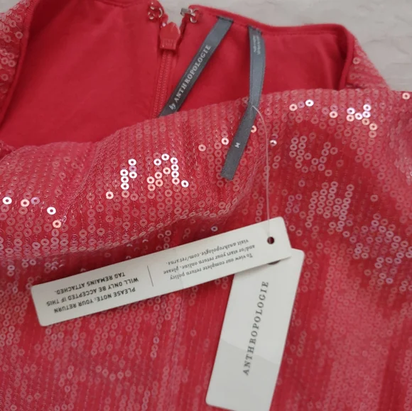 New🆕 Anthropologie Sequins Cowl High Neck Red Dress Maya Shine Sparkle Cocktail